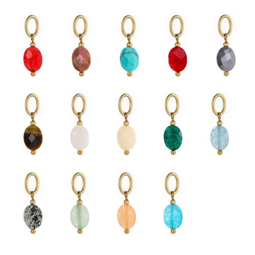 Stainless Steel Pendants 304 Stainless Steel with Gemstone gold color plated DIY Sold By PC