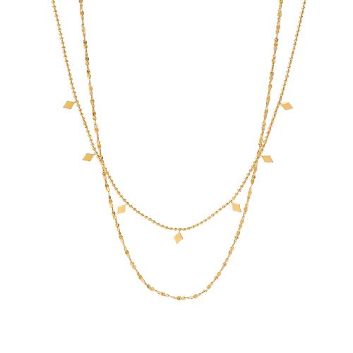 Stainless Steel smycken halsband, 304 rostfritt stål, 18K guldpläterad, Dubbla lager & mode smycken & för kvinna, Säljs av PC