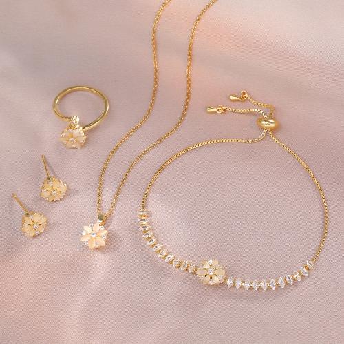 Mässing Smycken Set, 304 rostfritt stål, med Cats Eye, plated, vridbar & olika stilar för val & för kvinna & med strass, gyllene, Säljs av PC
