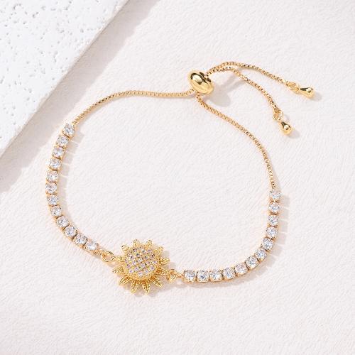 laiton bracelet, Placage, rotatif & styles différents pour le choix & pour femme & avec strass, doré, Longueur Environ 16 cm, Vendu par PC
