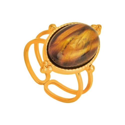 304 acciaio inox Anelli Cuff, with Pietra naturale, Placcato oro 18K, gioielli di moda & unisex & cavo, Venduto da PC