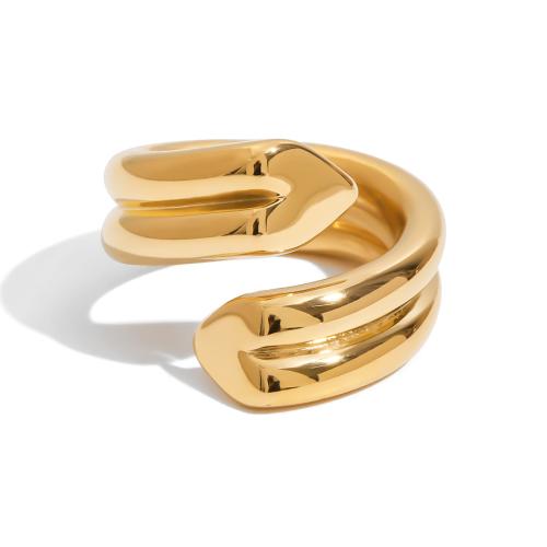 Rustfrit stål fingre Ringe, 304 rustfrit stål, forgyldt, Dobbelt lag & forskellig størrelse for valg & for kvinde, gylden, Solgt af PC