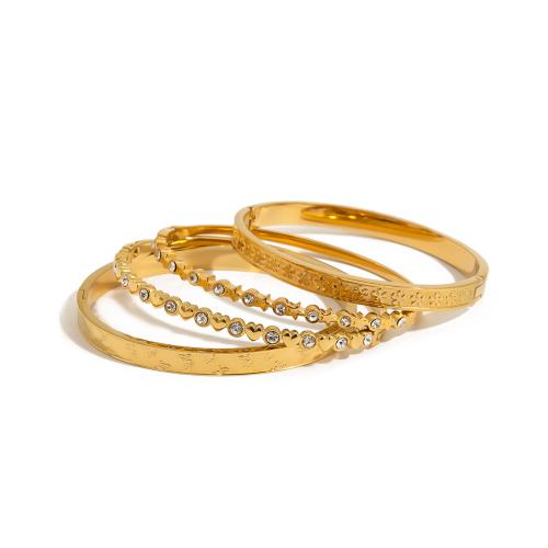 304 rozsdamentes acél Jewelry Set, 18K aranyozott, különböző stílusokat a választás & a nő & strasszos, Által értékesített PC