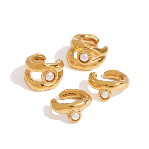 304 Stainless Steel Jewelry Set with Plastic Pearl plated fashion jewelry & for woman golden Sold By PC