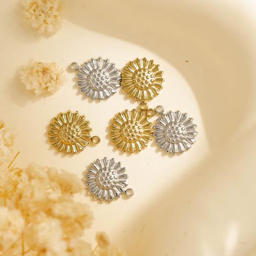 304 Stainless Steel Pendant Sunflower plated DIY Sold By Bag