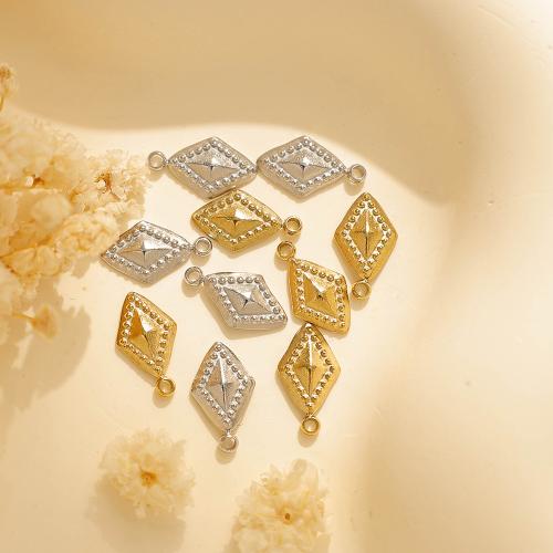 304 Stainless Steel Pendant Rhombus plated DIY Sold By Bag