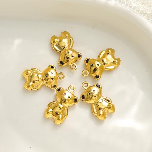 304 Stainless Steel Pendant Bear gold color plated DIY & enamel Sold By Bag