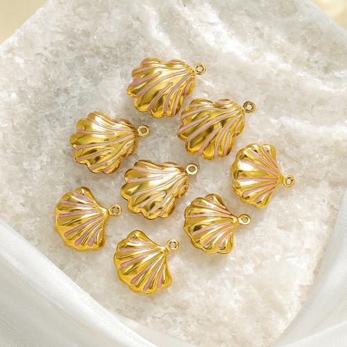 304 Stainless Steel Pendant Shell gold color plated DIY & enamel Sold By Bag