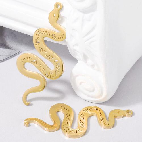 Rustfrit stål Animal Pendler, 304 rustfrit stål, Snake, forgyldt, du kan DIY, flere farver til valg, 10pc'er/Bag, Solgt af Bag