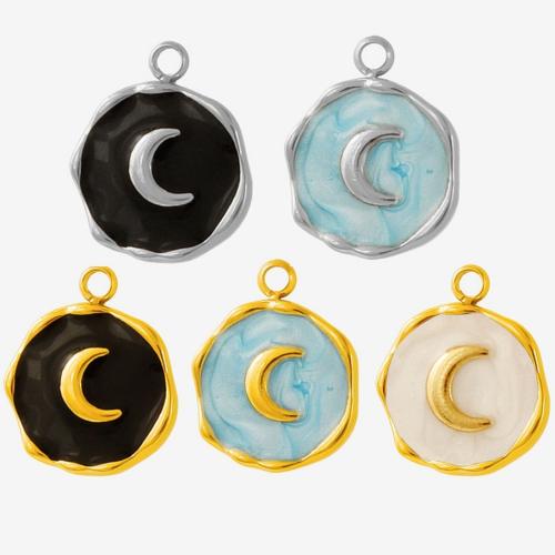Stainless Steel Pendants 304 Stainless Steel Moon plated DIY & enamel Sold By Bag