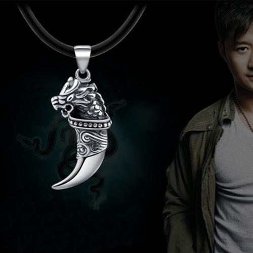 Zinc Alloy Necklace with leather cord Wolf Tooth plated vintage & for man Length Approx 19.5-31.5 Inch Sold By PC