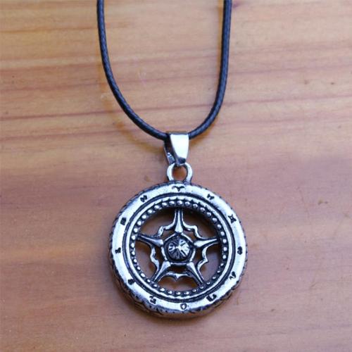 Zinc Alloy Necklace with leather cord Wheel plated & for man Length Approx 16-20 Inch Sold By PC