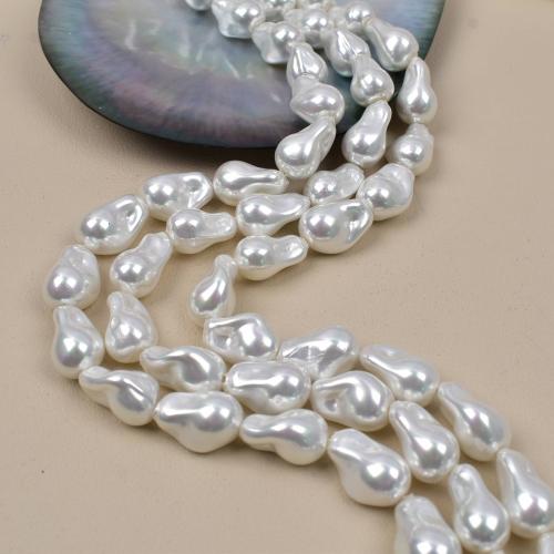 Üveg Pearl Gyöngyök, Glass Pearl, Szabálytalan, galvanizált, DIY, fehér, 24PC-k/Strand, Által értékesített Strand