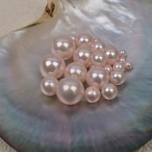 Üveg Pearl Gyöngyök, Glass Pearl, Kerek, arany színű aranyozott, DIY & félig fúrt, rózsaszín, 10x10mm, 20PC-k/Lot, Által értékesített Lot