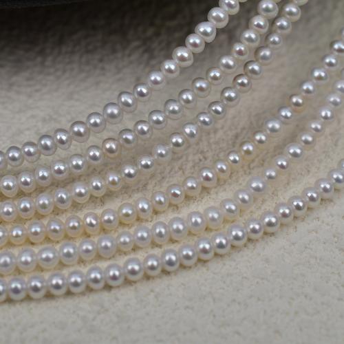 Freshwater Pearl Bead, Flat Round, plated, DIY, vit, 2x3.50mm, Säljs av Strand