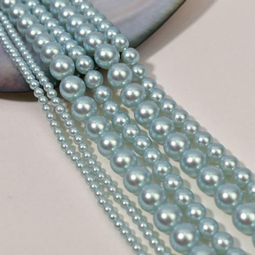 Glass Pearl Bead, Rund, guldfärg pläterade, DIY, blå, 3x8mm, Säljs av Strand