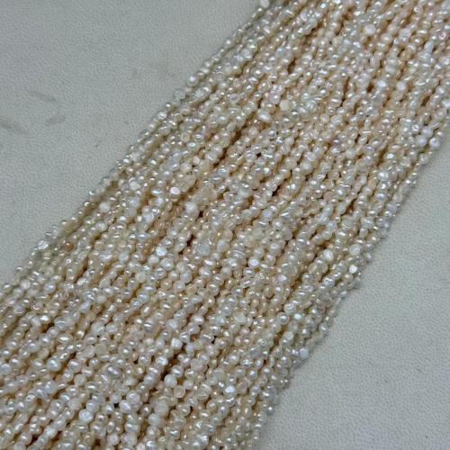 Grânulos de pérolas  cultivadas de água doce de forma de borroco, Pérolas de água doce, Irregular, banhado, DIY, branco, 3x5mm, vendido por Strand