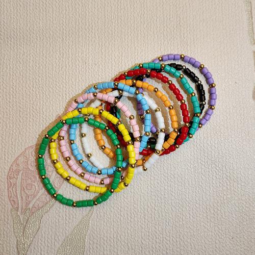 Стеклянный браслет, с Seedbead & Нержавеющая сталь 304, плакирован золотом, ювелирные изделия моды, Много цветов для выбора, продается Strand
