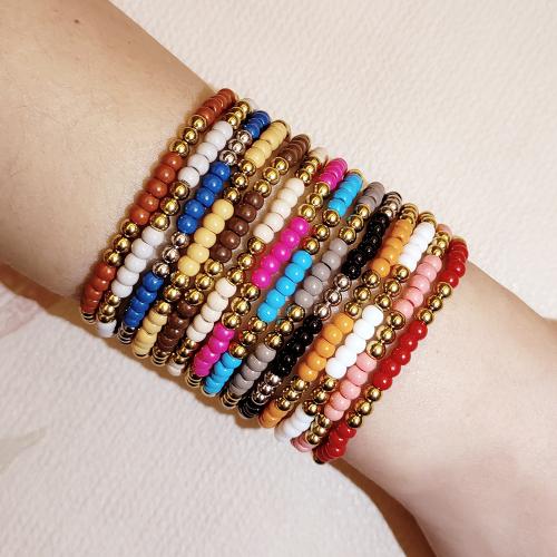 Стеклянный браслет, с Seedbead & Нержавеющая сталь 304, плакирован золотом, ювелирные изделия моды, Много цветов для выбора, продается PC