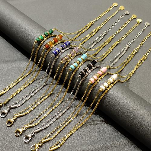 Bijoux bracelet en acier inoxydable, Acier inoxydable 304, avec Seedbead & Acier titane, Placage de couleur d'or, bijoux de mode, plus de couleurs à choisir, Vendu par PC