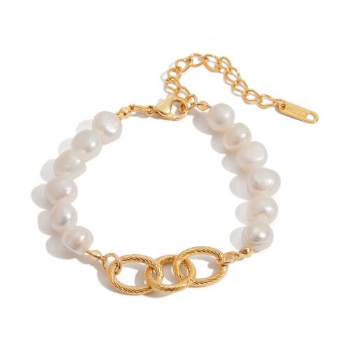 304 roestvrij staal Sieraden set, met Plastic Pearl, 18K verguld, mode sieraden & verschillende stijlen voor de keuze & voor vrouw, Verkocht door PC