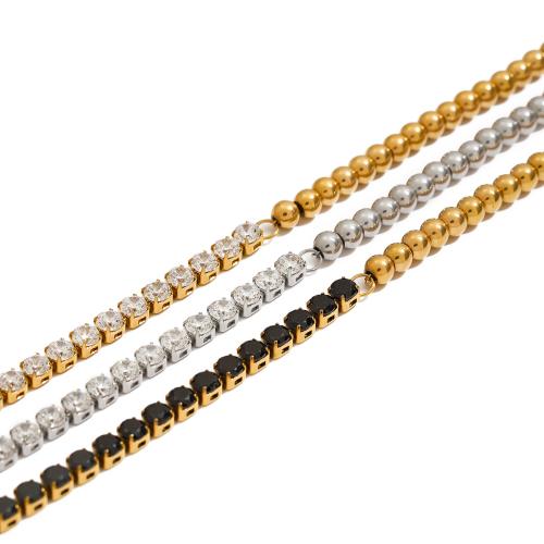 Jewelry Cruach dhosmálta Bracelet, 304 Cruach dhosmálta, le Ciúbach Zirconia, plátáilte, jewelry faisin & do bhean, dathanna níos mó le haghaidh rogha, Díolta De réir PC