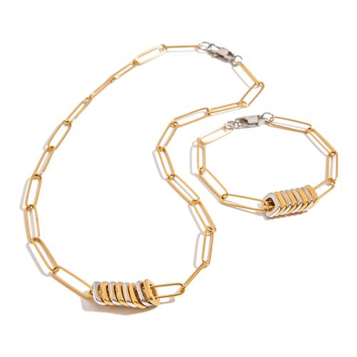 Roestvrij staal sieraden sets, 304 roestvrij staal, plated, verschillende stijlen voor de keuze & voor vrouw & two tone, Verkocht door PC