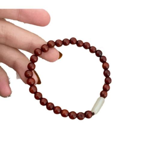 Sandalwood Náramek, s Sklo, ruční práce, módní šperky & unisex, káva barva, Délka Cca 17.8 cm, Prodáno By PC