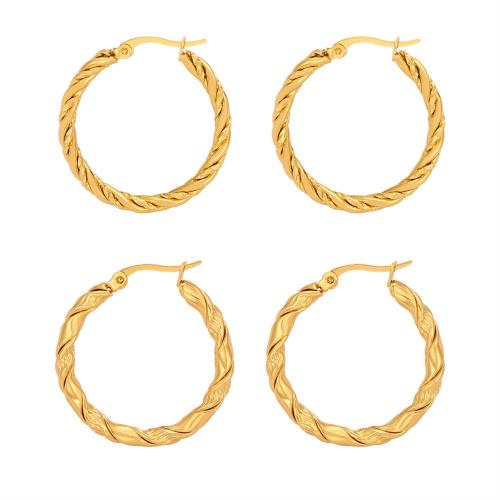 Titanium Aço Brinco, Partículas de aço, banhado, joias de moda & para mulher, dourado, vendido por PC