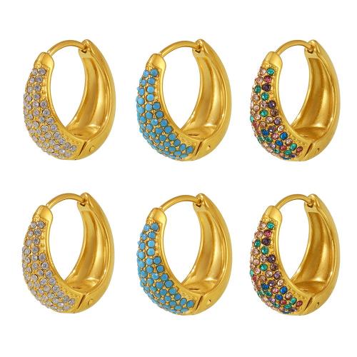 Acier inoxydable Levier Retour Earring, Acier inoxydable 304, avec turquoise & zircon cubique, Placage, bijoux de mode & pour femme, plus de couleurs à choisir, Vendu par paire