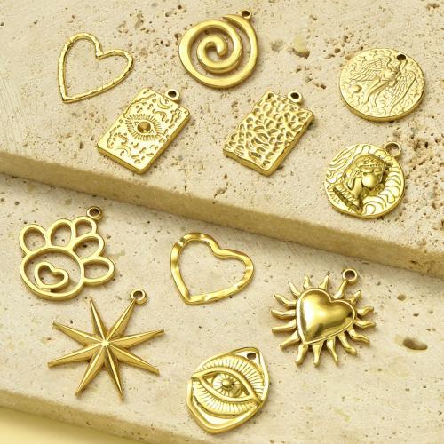 Titanium ocel Přívěsek, barva pozlacený, DIY, zlatý, 10PC/Bag, Prodáno By Bag