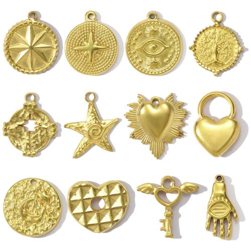 Titanium ocel Přívěsek, barva pozlacený, DIY, zlatý, 10PC/Bag, Prodáno By Bag