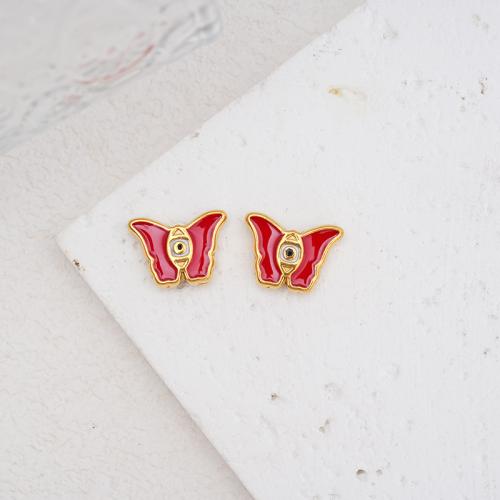 Edelstahl-Beads, 304 Edelstahl, Schmetterling, goldfarben plattiert, DIY & Emaille, keine, 10PCs/Tasche, verkauft von Tasche