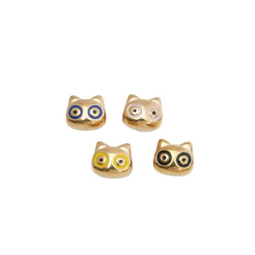 Edelstahl-Beads, 304 Edelstahl, Katze, goldfarben plattiert, DIY & Emaille, keine, 10PCs/Tasche, verkauft von Tasche