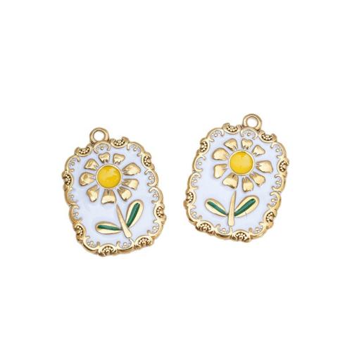 Rozsdamentes acél Ékszerek Medálok, 304 rozsdamentes acél, Virág, galvanizált, DIY & zománc, kevert színek, 10PC-k/Bag, Által értékesített Bag