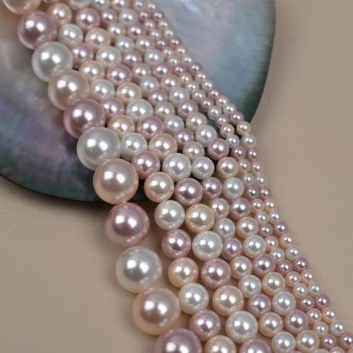 Glass Pearl Bead, Rund, guldfärg pläterade, DIY, blandade färger, 2Strands/Bag, Säljs av Bag