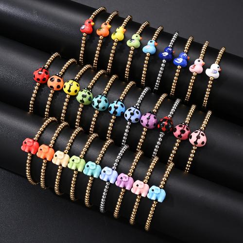 304 Cruach dhosmálta Bracelet, le Poircealláin, Ainmhithe, dath an óir plated, jewelry faisin, dathanna níos mó le haghaidh rogha, Díolta De réir PC