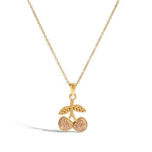 Edelstahl Schmuck Halskette, 304 Edelstahl, goldfarben plattiert, Modeschmuck & Micro pave Zirkonia, keine, verkauft von PC