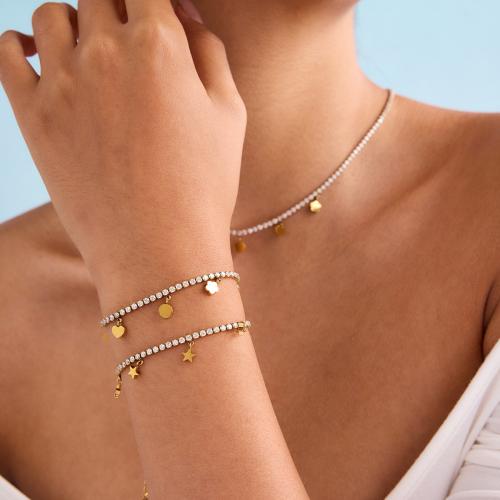 Roestvrij staal sieraden sets, 304 roestvrij staal, gold plated, mode sieraden & micro pave zirconia, meer kleuren voor de keuze, Verkocht door PC