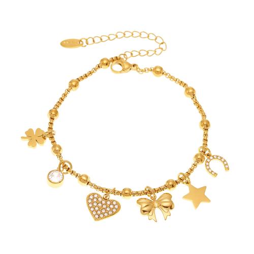 Kubieke Zirkonia Stainless Steel Sieraden, 304 roestvrij staal, met Cubic Zirconia, gold plated, mode sieraden & verschillende stijlen voor de keuze & voor vrouw, Verkocht door PC