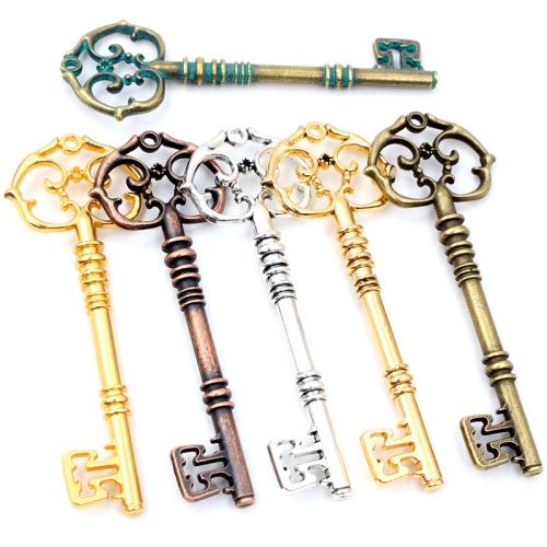Κράμα ψευδάργυρου Key Μενταγιόν, Πλήκτρο, επιχρυσωμένο, DIY & κοίλος, περισσότερα χρώματα για την επιλογή, 83x31mm, Sold Με PC