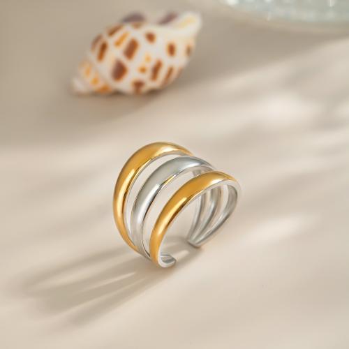 Vinger Ring in edelstaal, 304 roestvrij staal, plated, voor vrouw & two tone & hol, Verkocht door PC