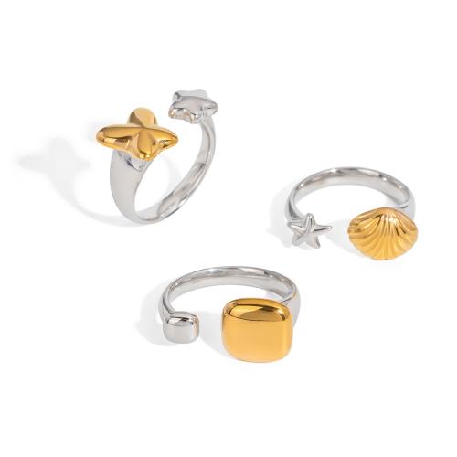 Vinger Ring in edelstaal, 304 roestvrij staal, plated, verschillende stijlen voor de keuze & voor vrouw & two tone, Verkocht door PC