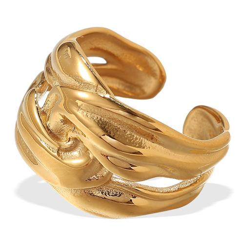 Rozsdamentes acél Finger Ring, 304 rozsdamentes acél, 18K aranyozott, különböző méretű a választás & a nő & üreges, Által értékesített PC
