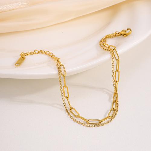 Stainless Steel Jewelry Bracelet 304 Stainless Steel plated Double Layer & fashion jewelry & for woman golden Sold By PC