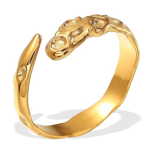 Rozsdamentes acél Finger Ring, 304 rozsdamentes acél, galvanizált, divat ékszerek & a nő, aranysárga, Méret:7, Által értékesített PC