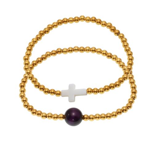 Bracciale gioielli in acciaio inossidabile, 304 acciaio inox, with agate, laccato oro 18K, gioielli di moda & stili diversi per la scelta & per la donna, Venduto da PC