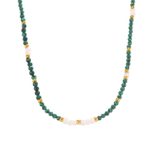 304 Cruach dhosmálta Muince, le Malachite & Pearl Fionnuisce, lámhdhéanta, jewelry faisin & do bhean, Díolta De réir PC