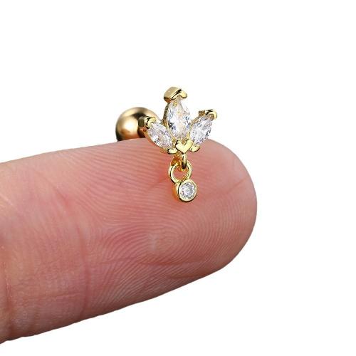 Kubni cirkonij Micro Pave Brass naušnica, Mesing, s Kubni cirkonij, pozlaćen, modni nakit & za žene, više boja za izbor, 6x10mm, Prodano By PC