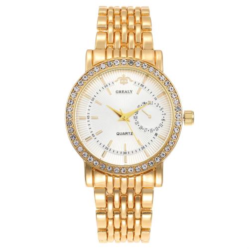 aleación de zinc Pulsera de reloj, con Vidrio, Joyería & movimiento chino & unisexo & con diamantes de imitación, más colores para la opción, Dial diameter: 4cm, strap width: 2cm, strap total length: 25cm, Vendido por UD